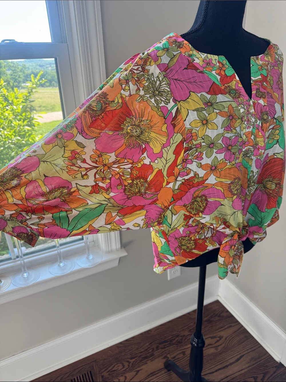 Floral Tie-Front Blouse - NWOT - Picture 2 of 4